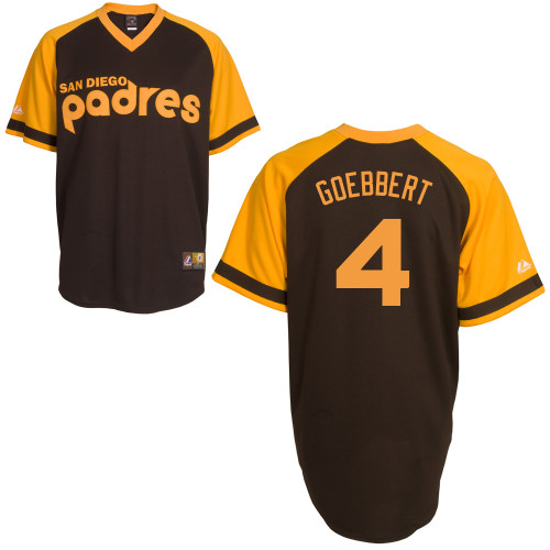 Jake Goebbert #4 MLB Jersey-San Diego Padres Men's Authentic Cooperstown Baseball Jersey